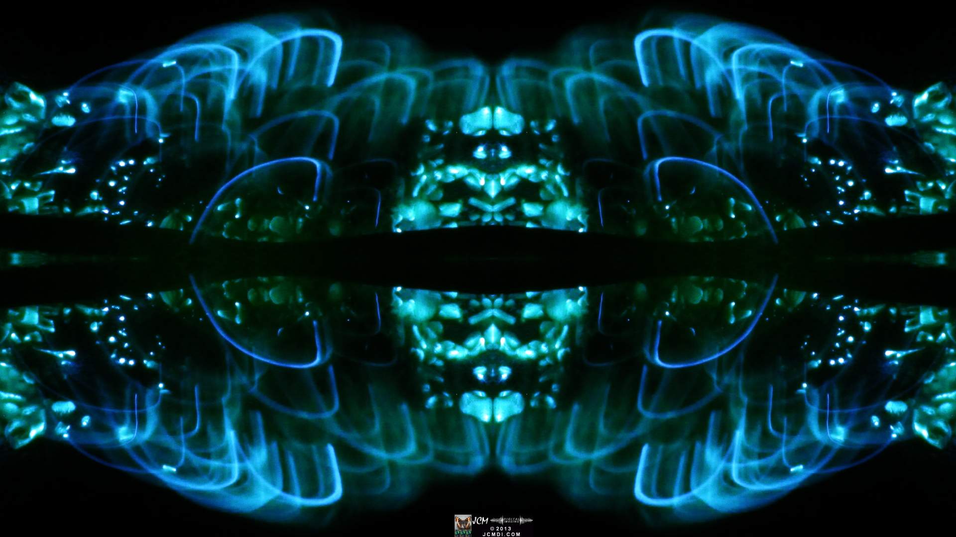 Quadroscopic art made from a still image � Fireplace coals and firefall